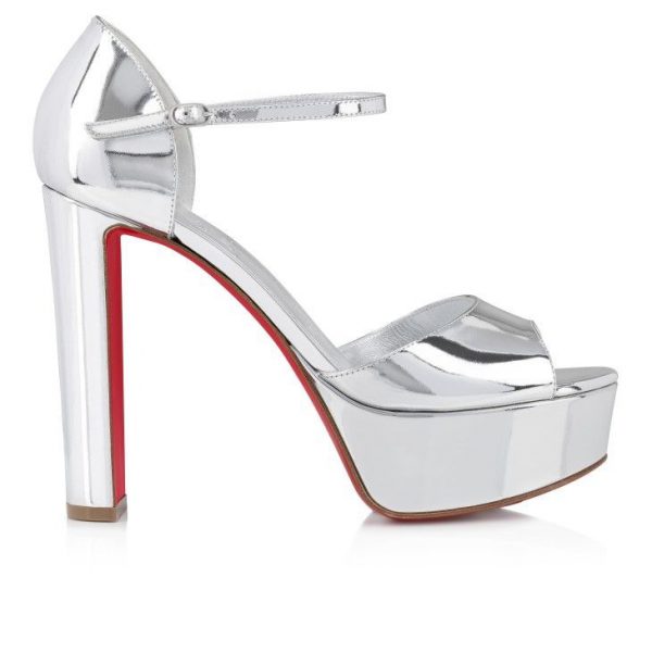 Christian Louboutin Sandaloo 130 mm sandales cuir specchio argent – Image 2