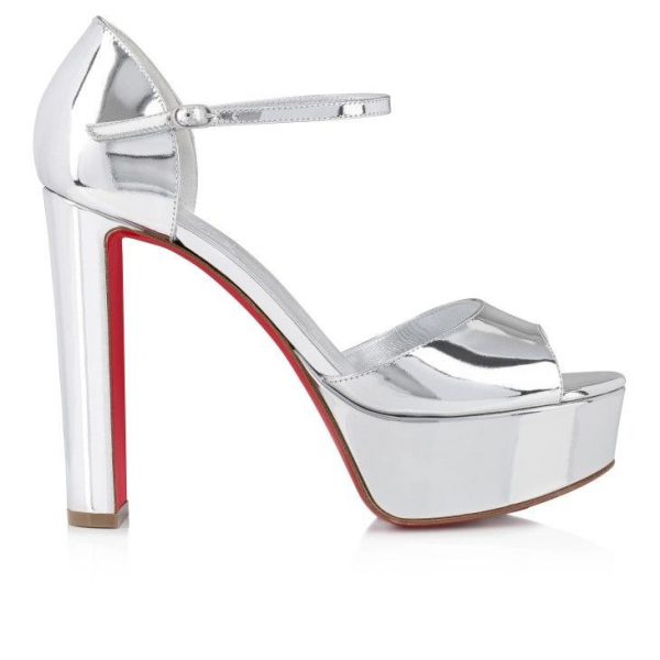 Christian Louboutin Sandaloo 130 mm sandales cuir specchio argent – Image 2