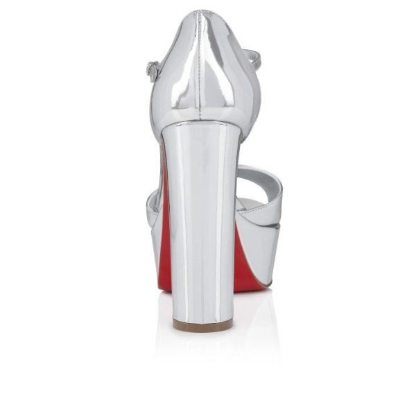Christian Louboutin Sandaloo 130 mm sandales cuir specchio argent – Image 3