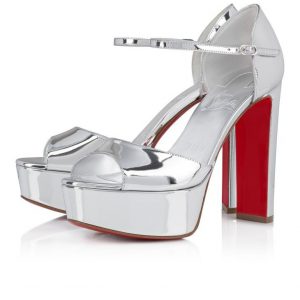 Christian Louboutin Sandaloo 130 mm sandales cuir specchio argent