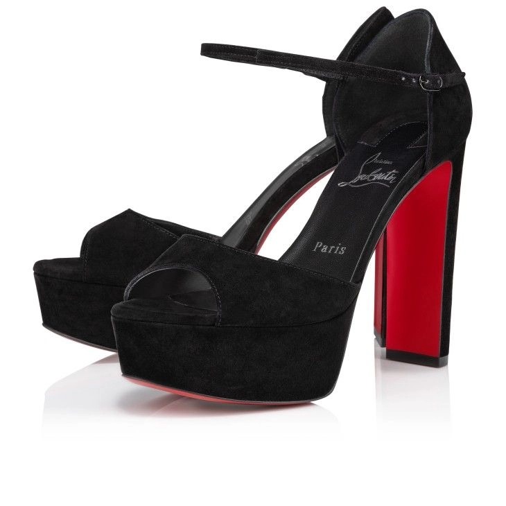 Christian Louboutin Sandaloo 130 mm sandales veau velours noir