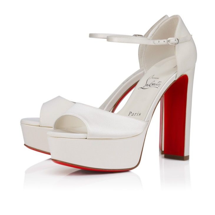 Christian Louboutin Sandaloo 130 mm sandales à brides satin crêpe ivoire