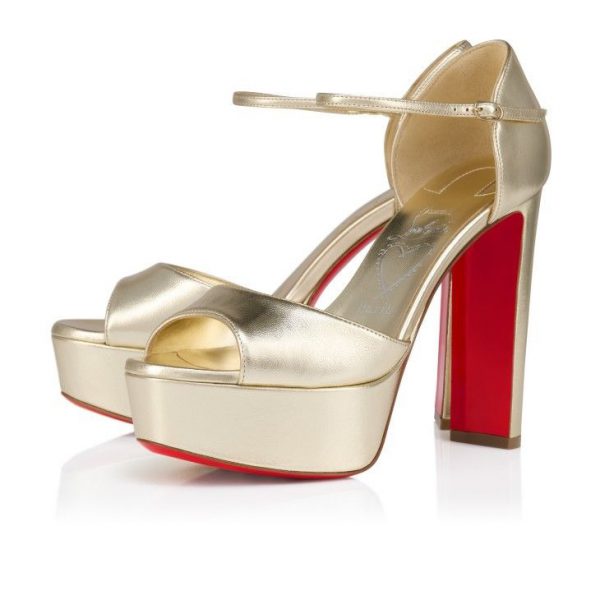 Christian Louboutin Sandaloo 130 mm sandales à brides cuir nappa laminé platine