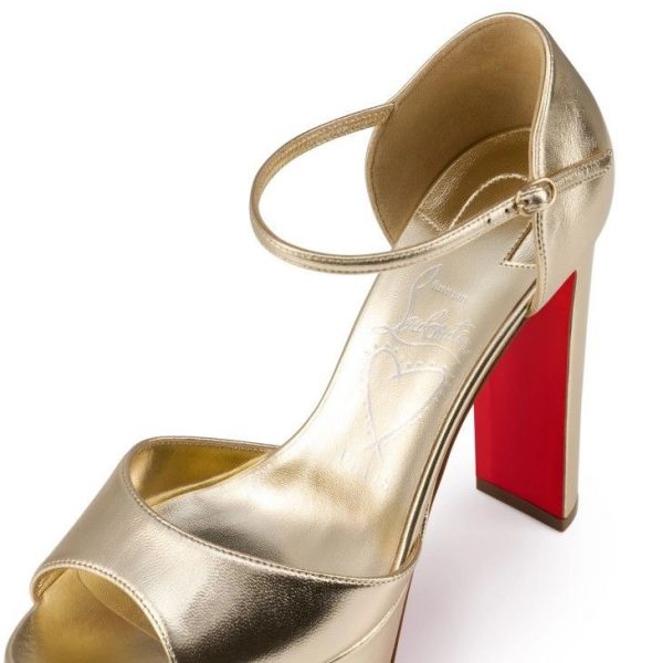 Christian Louboutin Sandaloo 130 mm sandales à brides cuir nappa laminé platine – Image 2