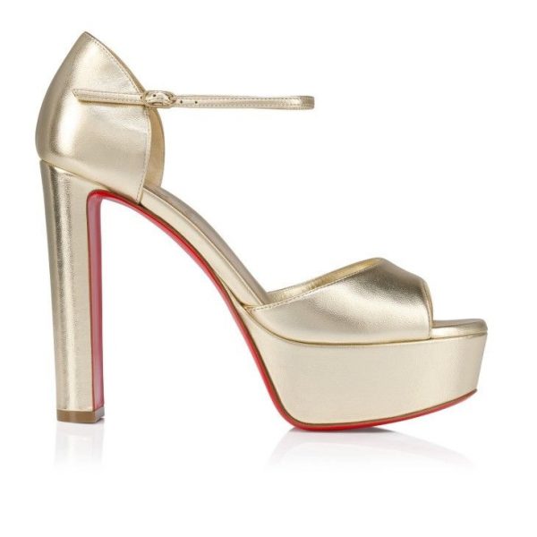 Christian Louboutin Sandaloo 130 mm sandales à brides cuir nappa laminé platine – Image 3