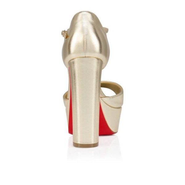 Christian Louboutin Sandaloo 130 mm sandales à brides cuir nappa laminé platine – Image 4