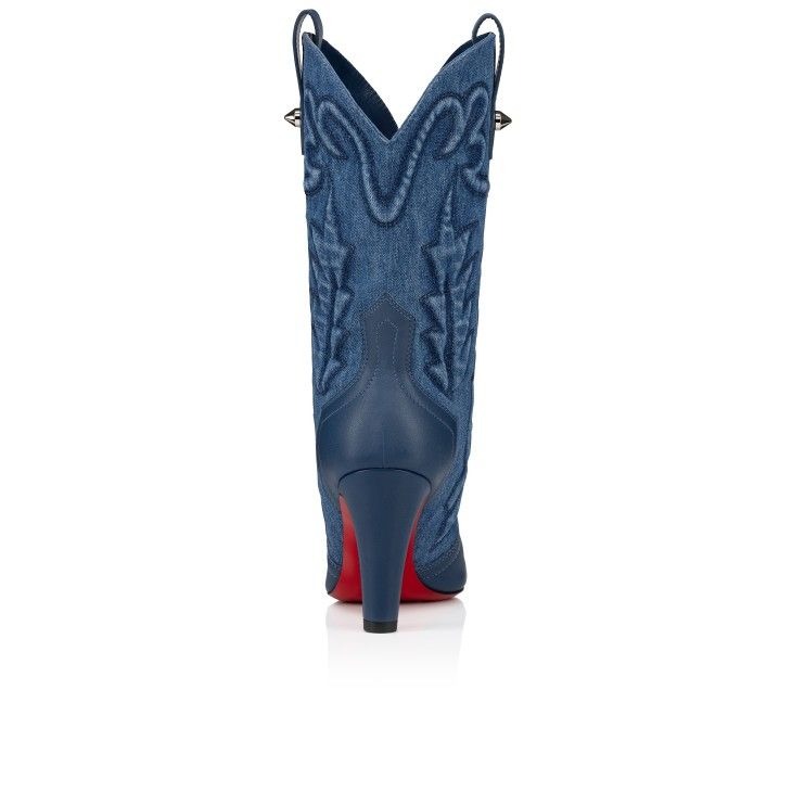 Christian Louboutin Santiabooty 85 mm Bottines Basses Cuir Nappa et Denim – Image 3