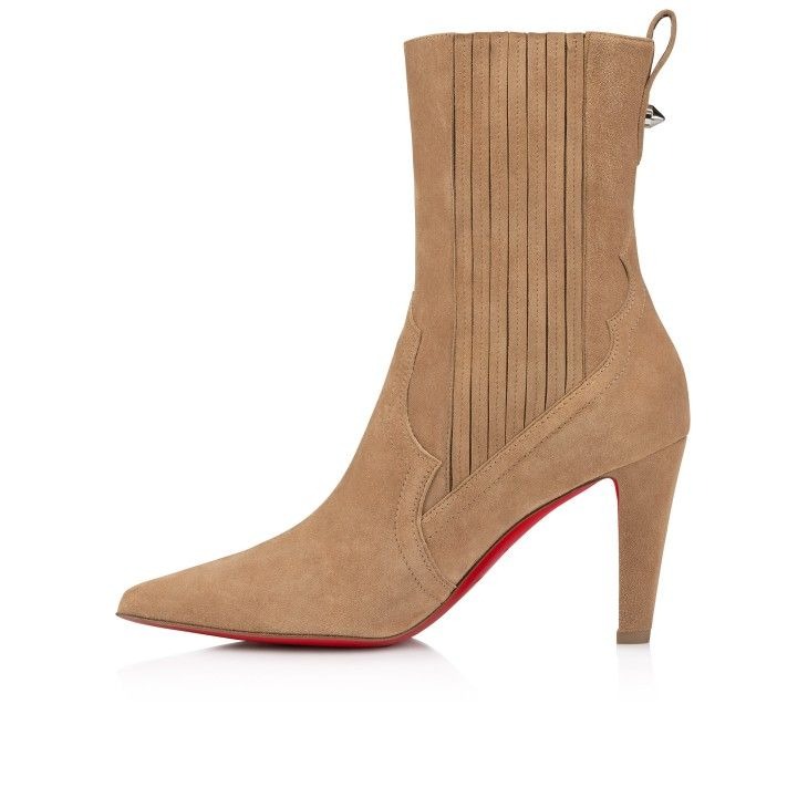 Christian Louboutin Santigag 85 mm Bottines Basses Veau Velours Lionne – Image 4