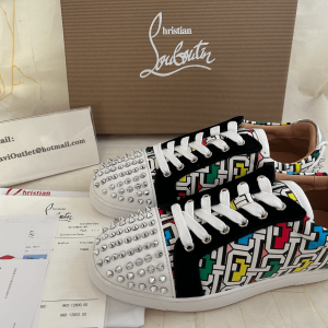 Christian Louboutin Baskets Femme Seavaste 2 Plate Logo Cl Cuir de veau et suédé Multicolore