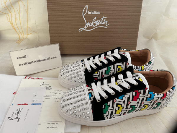 Christian Louboutin Baskets Femme Seavaste 2 Plate Logo Cl Cuir de veau et suédé Multicolore