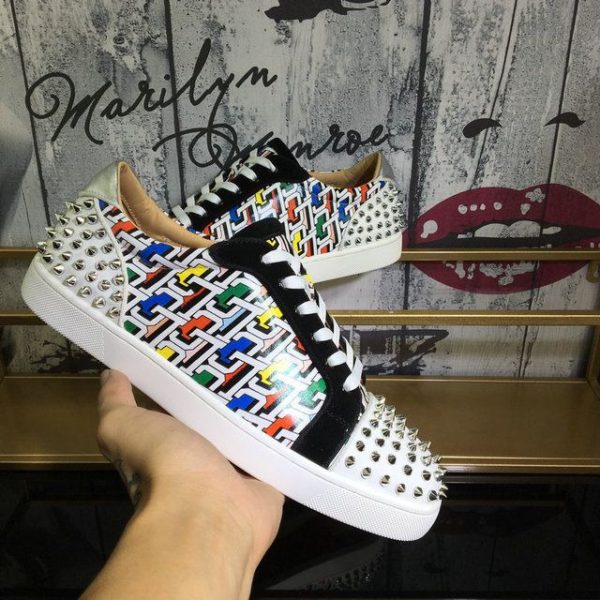 Christian Louboutin Baskets Femme Seavaste 2 Plate Logo Cl Cuir de veau et suédé Multicolore – Image 4