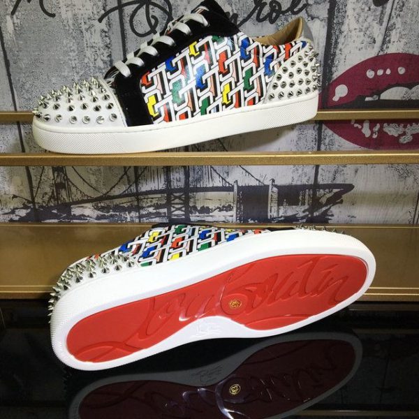 Christian Louboutin Baskets Femme Seavaste 2 Plate Logo Cl Cuir de veau et suédé Multicolore – Image 5