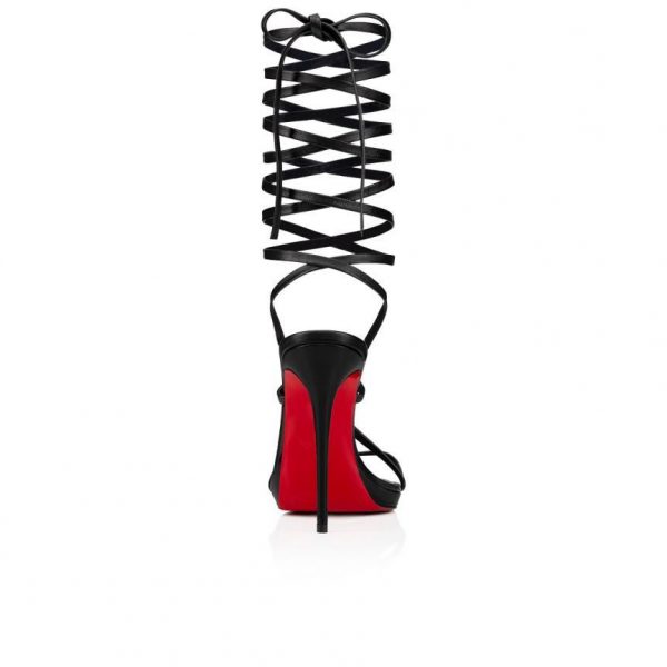 Christian Louboutin Sekmeta Alta Sandales à Talon Plat 120mm Cuir Nappa Iridescent Noir – Image 3