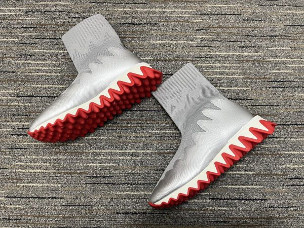 Christian Louboutin Baskets Sharky Sock Maille tricotée Argent
