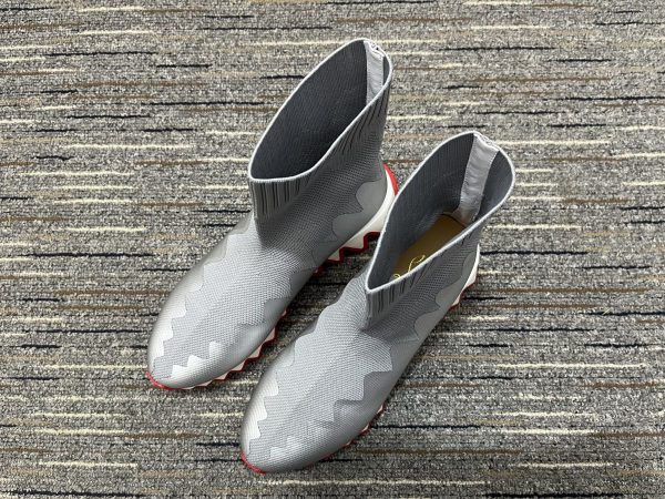Christian Louboutin Baskets Sharky Sock Maille tricotée Argent – Image 3