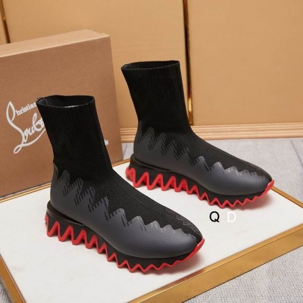 Christian Louboutin Sharky Sock Baskets Femme en Maille Noire