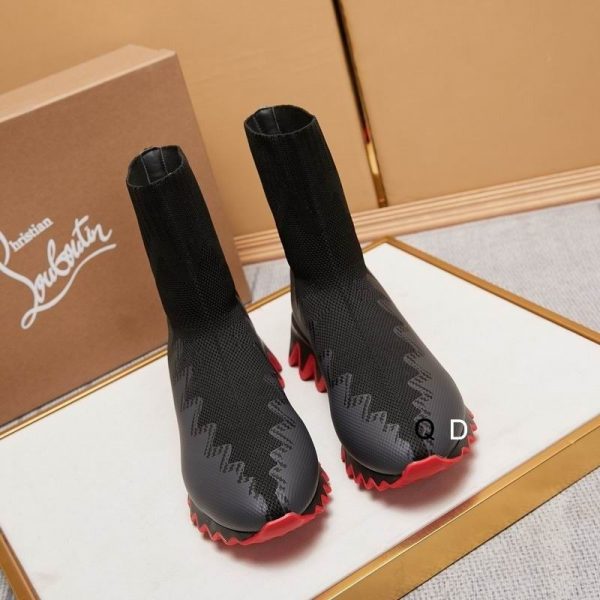 Christian Louboutin Sharky Sock Baskets Femme en Maille Noire – Image 5
