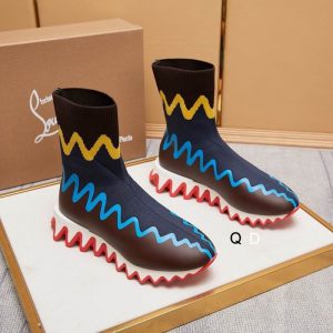 Christian Louboutin Sharky Sock Baskets Femme en Maille Multicolore
