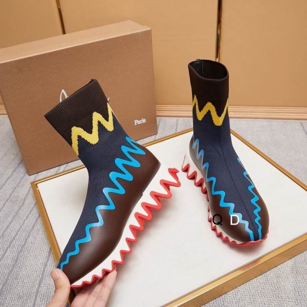 Christian Louboutin Sharky Sock Baskets Femme en Maille Multicolore – Image 3