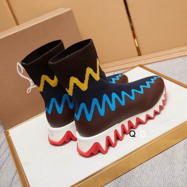 Christian Louboutin Sharky Sock Baskets Femme en Maille Multicolore – Image 4