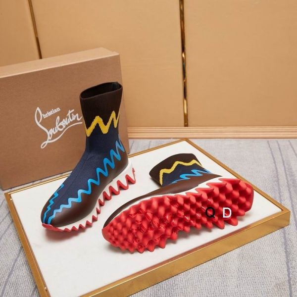 Christian Louboutin Sharky Sock Baskets Femme en Maille Multicolore – Image 5