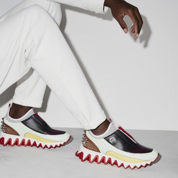 Christian Louboutin Baskets Femme Sharkyloub Sp Spikes Cuir de veau, Néoprène et Clous Multicolore – Image 5
