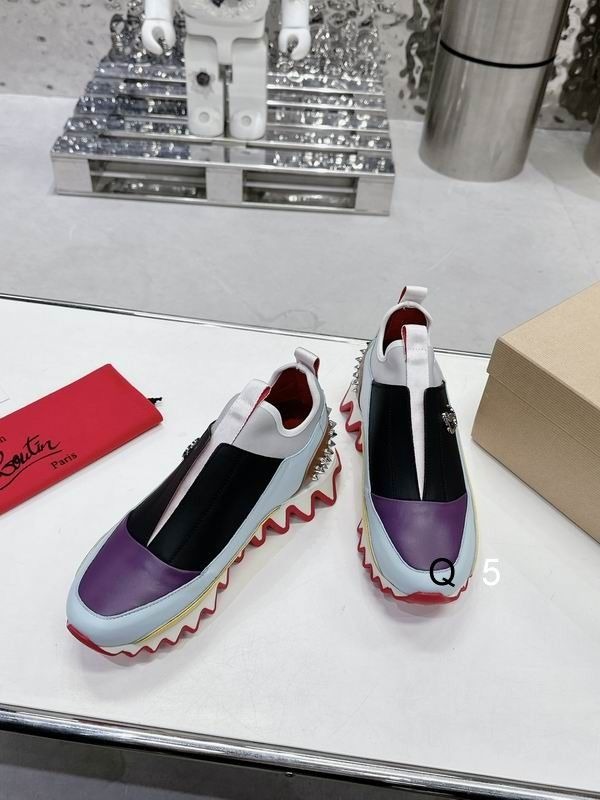 Christian Louboutin Baskets Femme Sharkyloub Sp Spikes Cuir de veau, Néoprène et Clous Multi – Image 4
