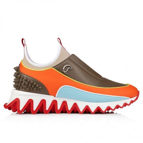 Christian Louboutin Baskets Femme Sharkyloub Sp Spikes Cuir de veau, Néoprène et Clous Vitamine – Image 2