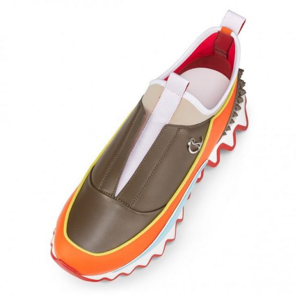 Christian Louboutin Baskets Femme Sharkyloub Sp Spikes Cuir de veau, Néoprène et Clous Vitamine – Image 3