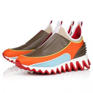 Christian Louboutin Baskets Femme Sharkyloub Sp Spikes Cuir de veau, Néoprène et Clous Vitamine