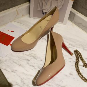 Christian Louboutin Simple Escarpins en Cuir Verni 85mm Nude
