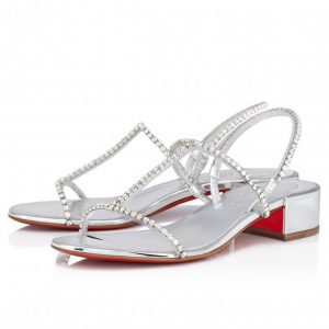 Christian Louboutin Simple Queenie Sandal 25 Mm Sandales Argenté