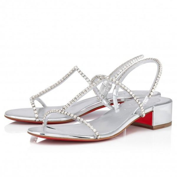 Christian Louboutin Simple Queenie Sandal 25 Mm Sandales Argenté