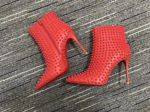 Christian Louboutin Snakilta Bottines Cloutées 100 mm Cuir Veau Rouge