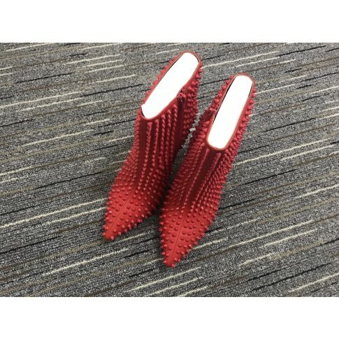 Christian Louboutin Snakilta Bottines Cloutées 100 mm Cuir Veau Rouge – Image 2