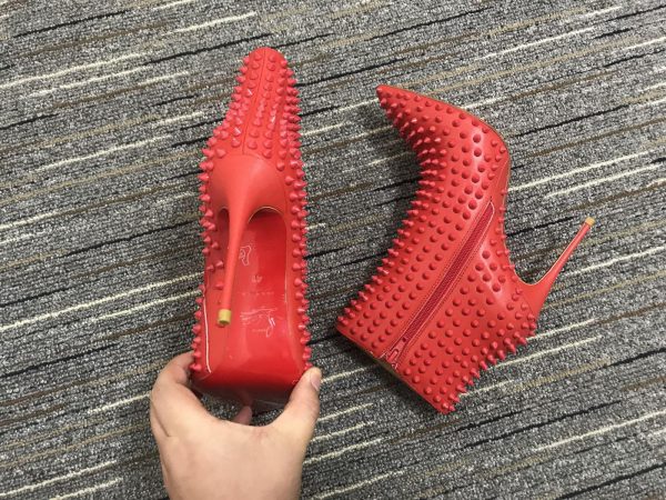 Christian Louboutin Snakilta Bottines Cloutées 100 mm Cuir Veau Rouge – Image 3