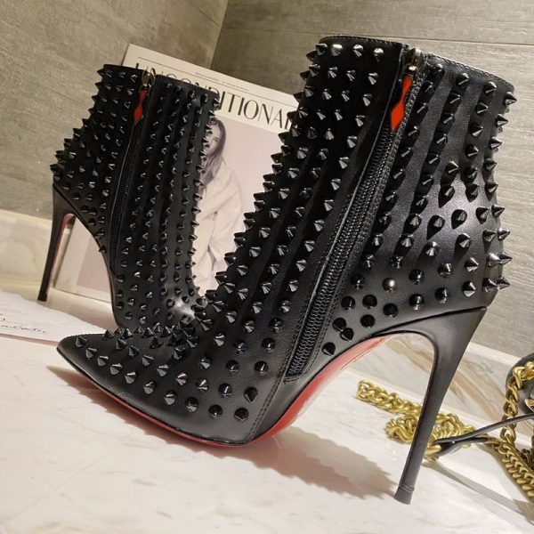 Christian Louboutin Snakilta Bottines Cloutées 120mm Cuir de Veau Noir – Image 3