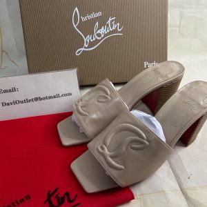 Christian Louboutin Mules So Cl 55 mm en cuir nappa nude