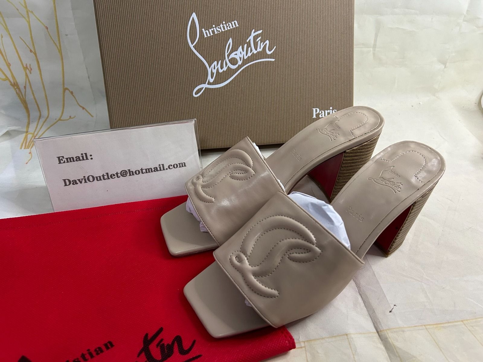 Christian Louboutin Mules So Cl 55 mm en cuir nappa nude