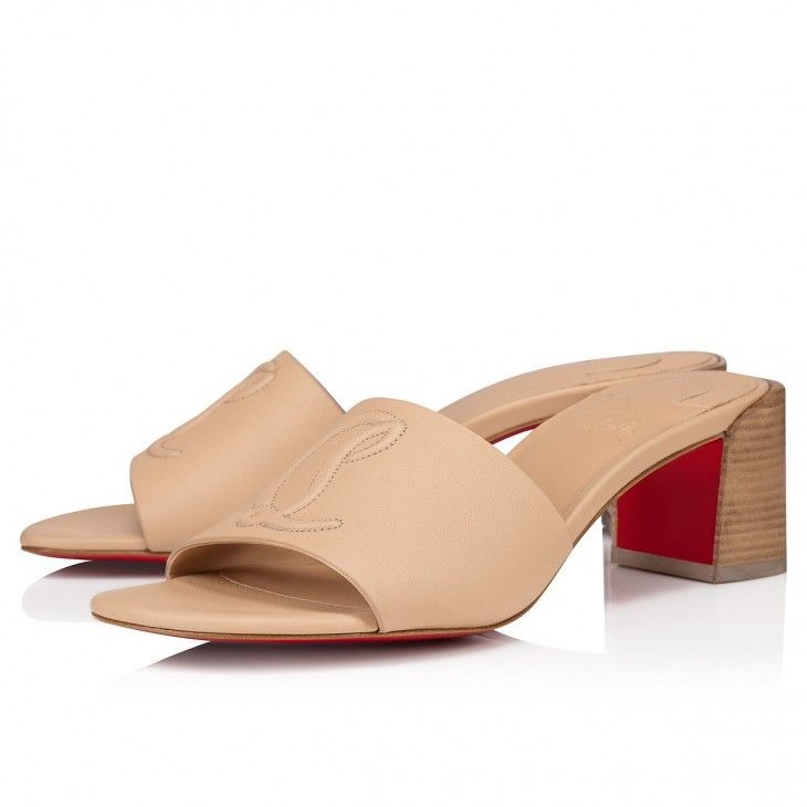 Christian Louboutin So CL Mule 55 mm Mules Sandales Cuir de Veau Leche