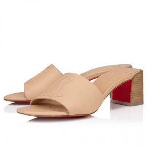 Mules Christian Louboutin So CL Mule 55 mm en cuir de veau lait