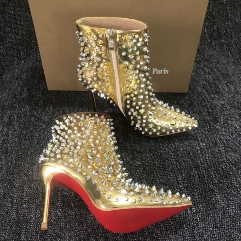 Christian Louboutin So Full Kate 100mm Bottines Cuir Métallisé Or – Image 4