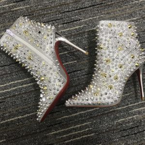 Christian Louboutin So Full Kate 100mm Bottines Specchio Paillettes Argent