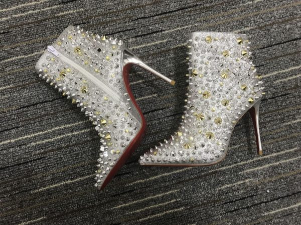 Christian Louboutin So Full Kate 100mm Bottines Specchio Paillettes Argent