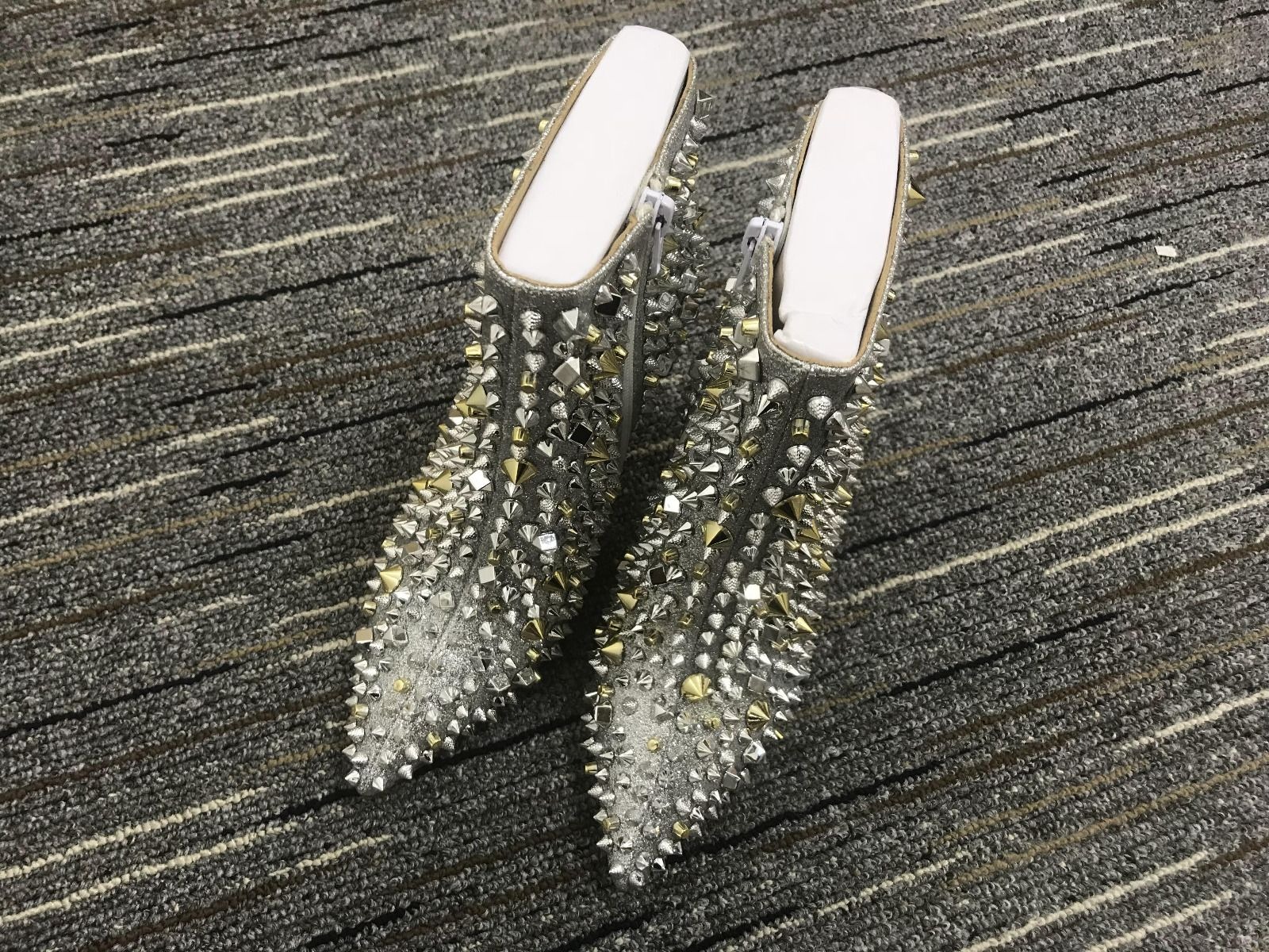 Christian Louboutin So Full Kate 100mm Bottines Specchio Paillettes Argent – Image 3