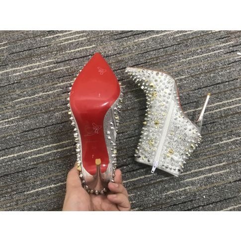 Christian Louboutin So Full Kate 100mm Bottines Specchio Paillettes Argent – Image 4