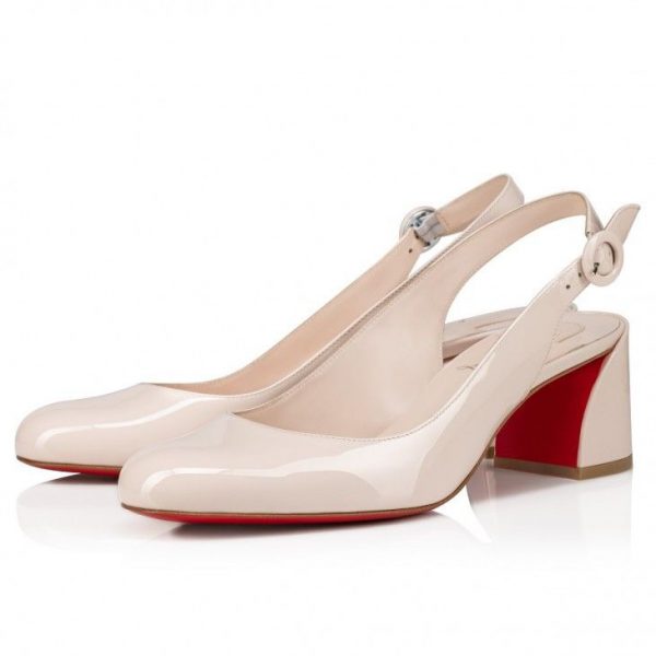 Christian Louboutin So Jane Sling escarpins 55 mm en cuir verni couleur lait