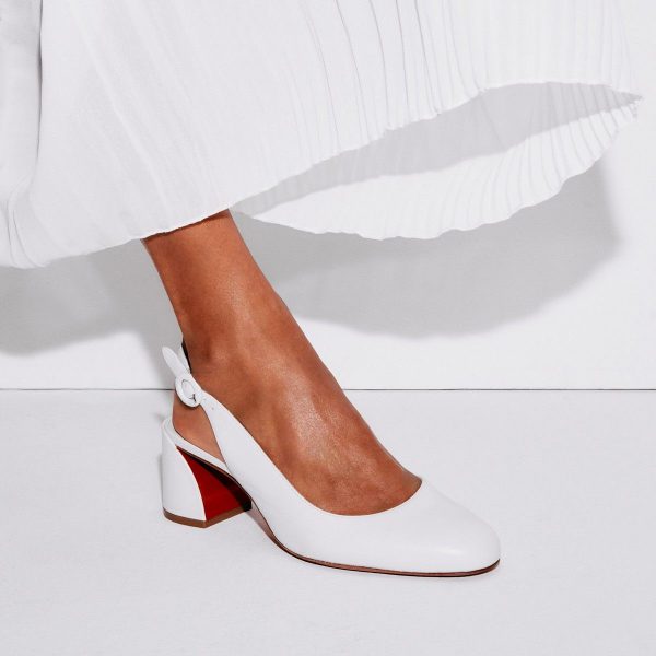 Christian Louboutin So Jane Sling escarpins slingback 55 mm en cuir nappa blanc – Image 4