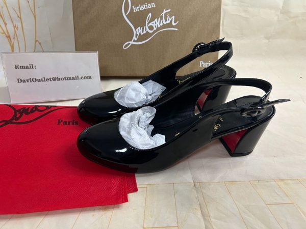 Christian Louboutin So Jane Sling escarpins slingback 55 mm en cuir verni noir – Image 6