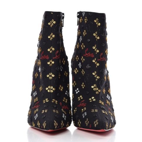 Christian Louboutin So Kate Bottines 100 mm Logo Brodé Tissu Multi Noir – Image 2